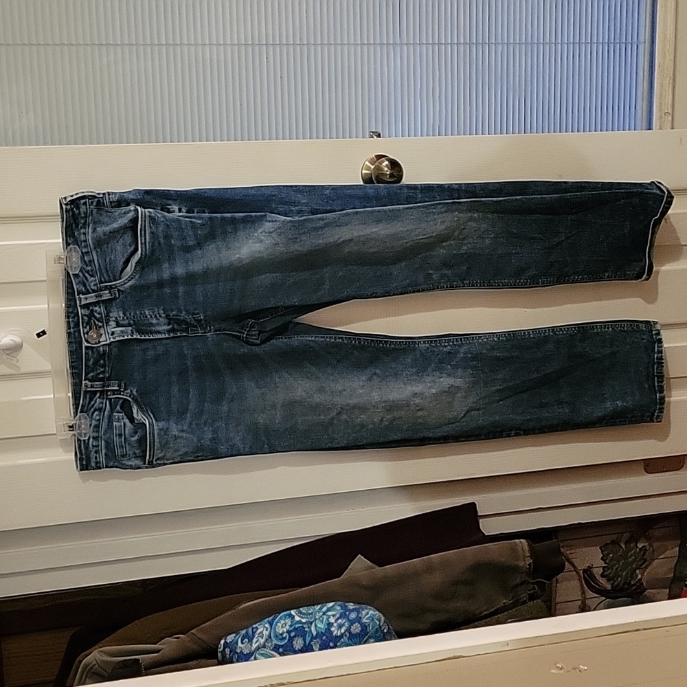 Buffalo David Bitton worn straight blue jeans, size 34Wx32L